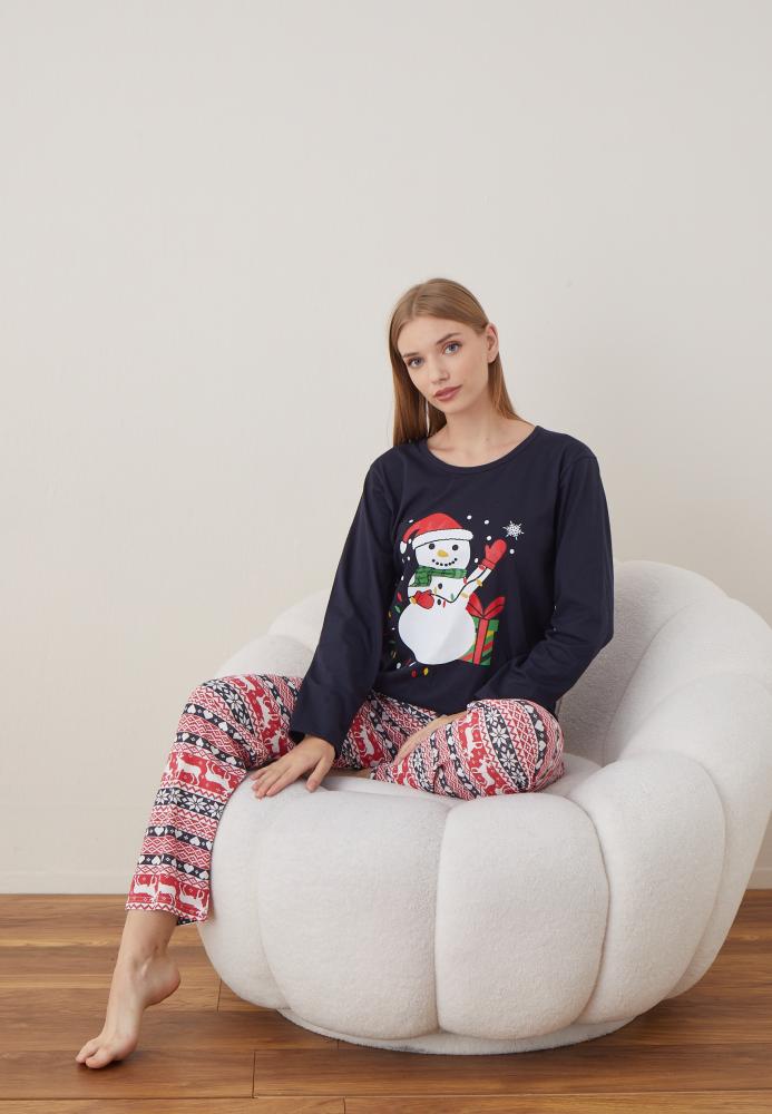 Pijama Dama Craciun ,maneca lunga ,pantaloni lungi,Engros